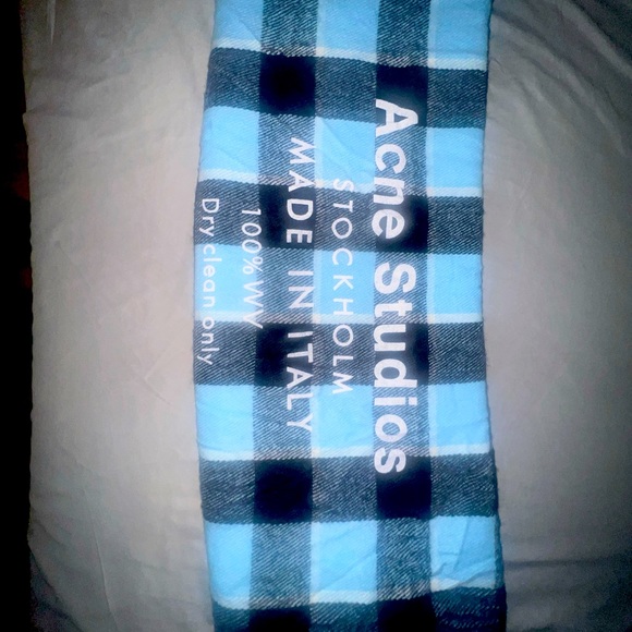 Unisex Acne Studios Stockholm Checked Wool Logo Scarf Made in Italy - Picture 1 of 10